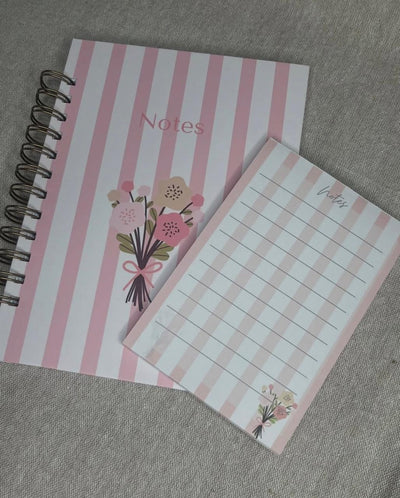 A5 Peach Stripe Notebook + Notepad