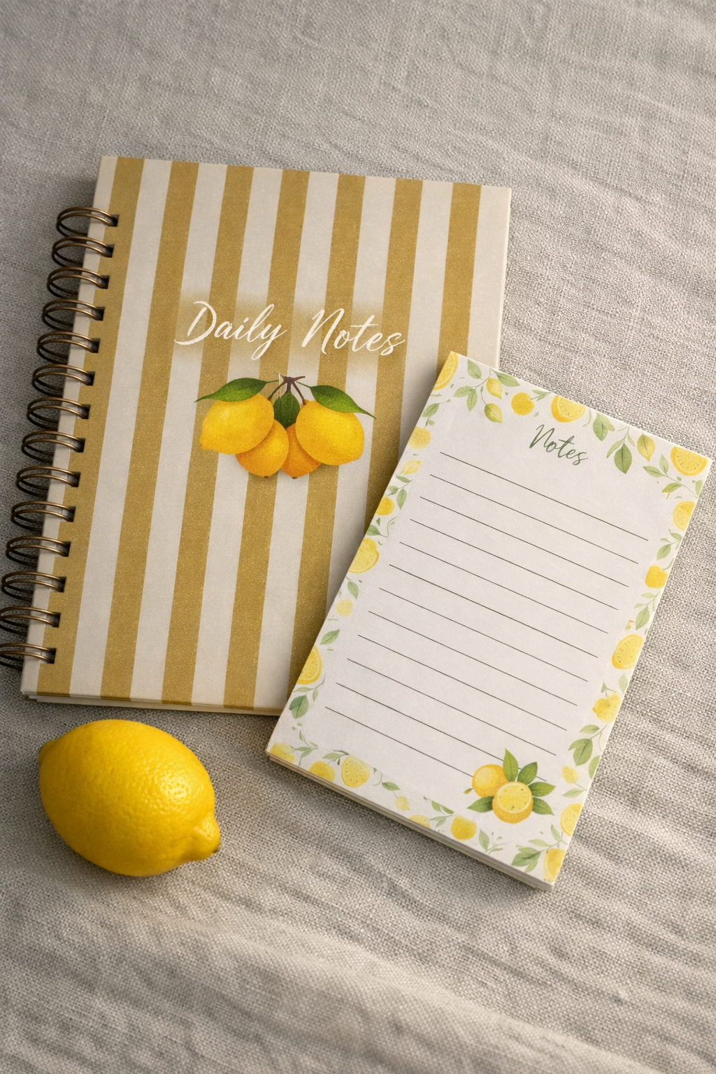 A5 Lemon Stripe Notebook + Notepad